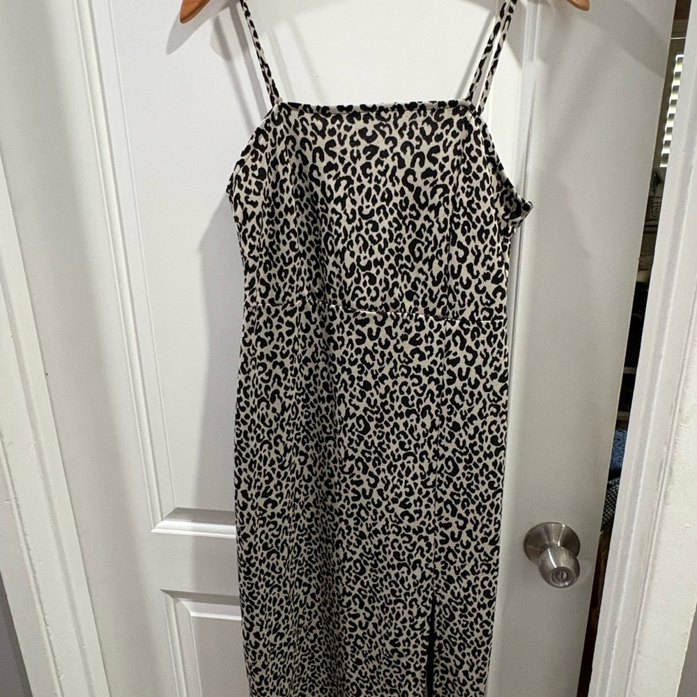 Zara Black and Cream Animal Print Dress